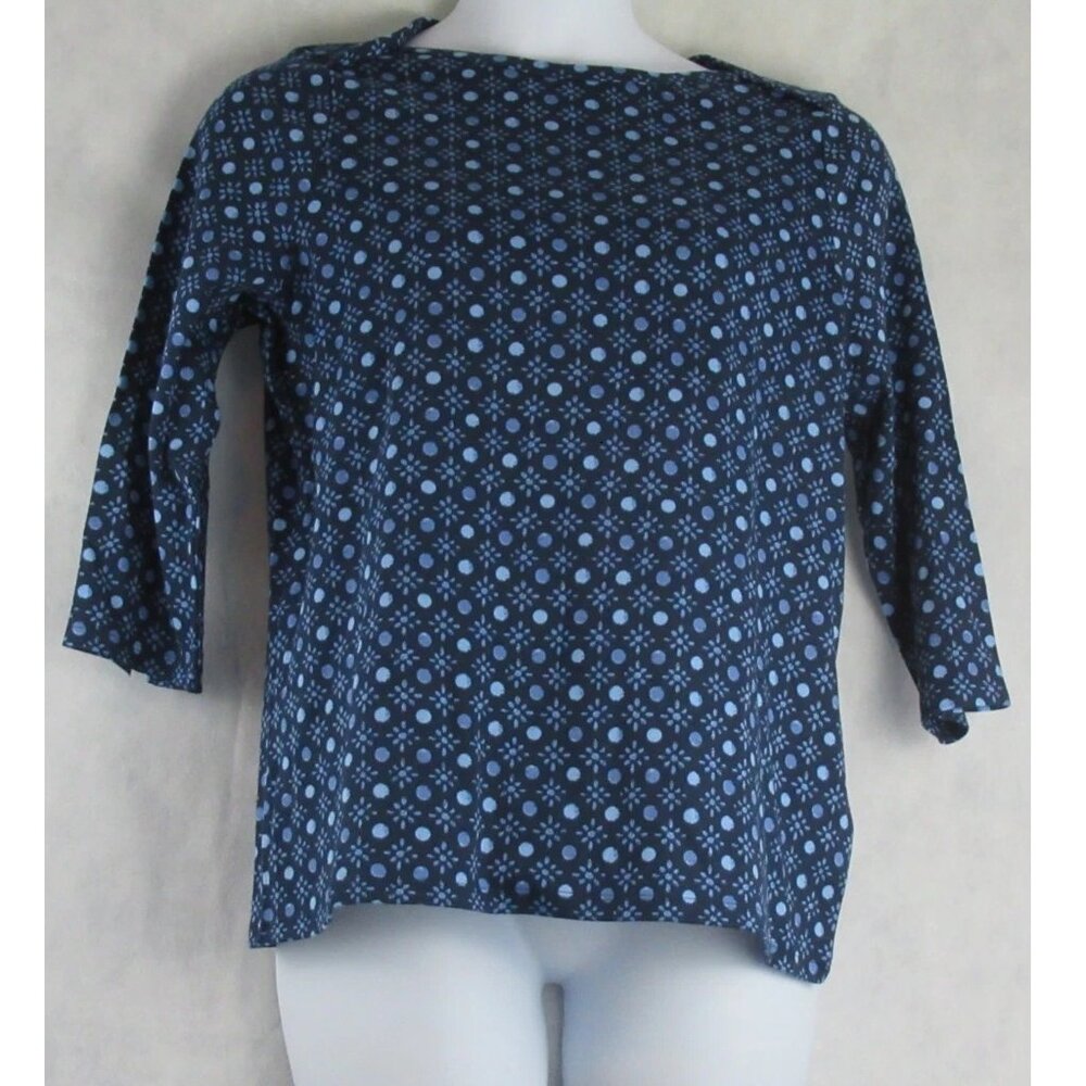 NWT Style & Co Women's Plus Size 3/4 Sleeve Knit Top, Blue Geometric, 0X
